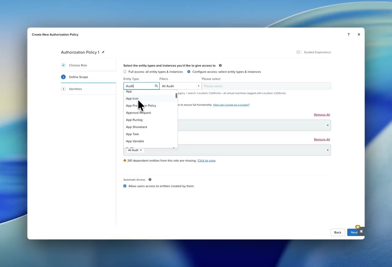 Scaling the identity & access management experience in Prism Central