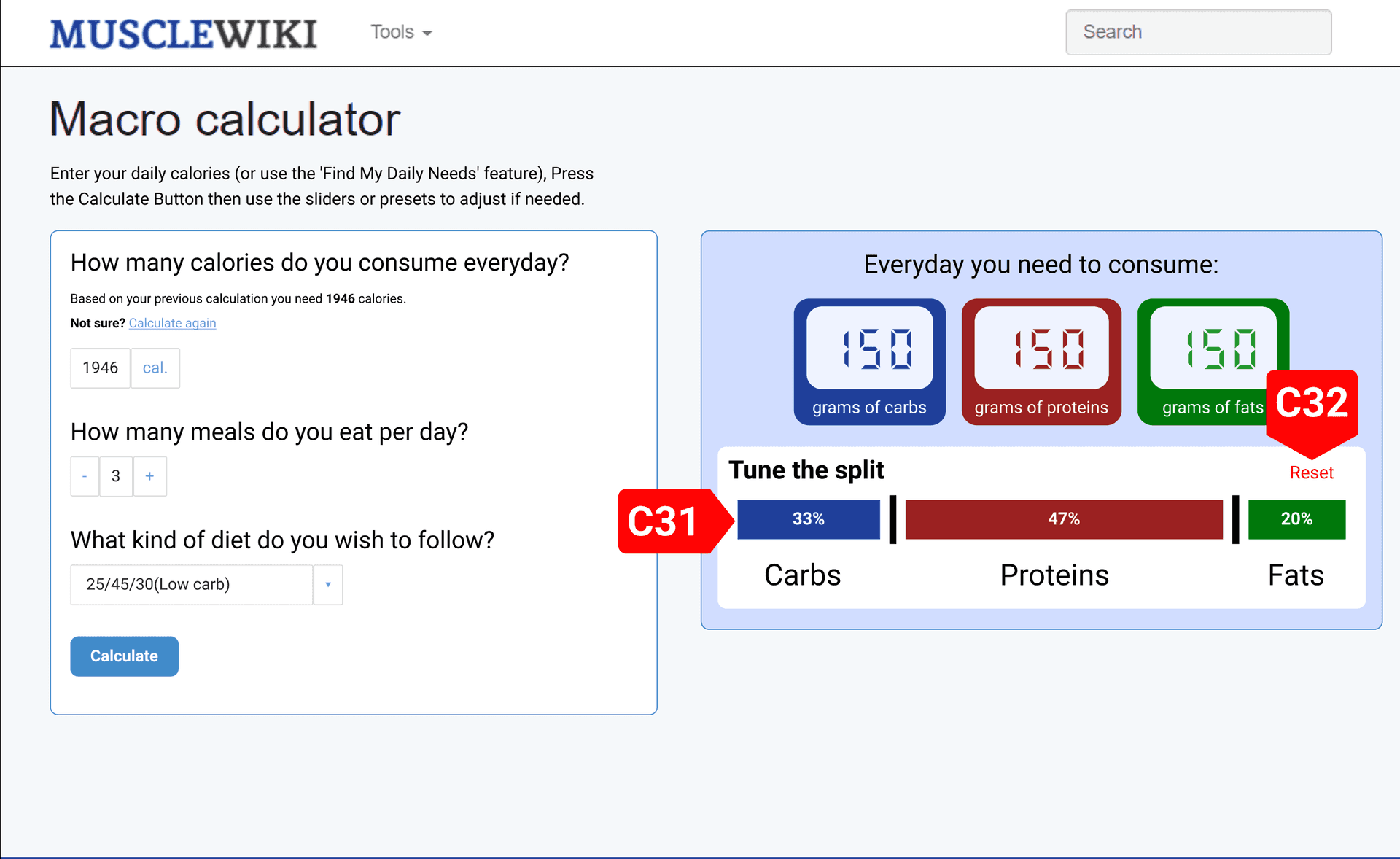 After: Make Macro Calculator more intuitive